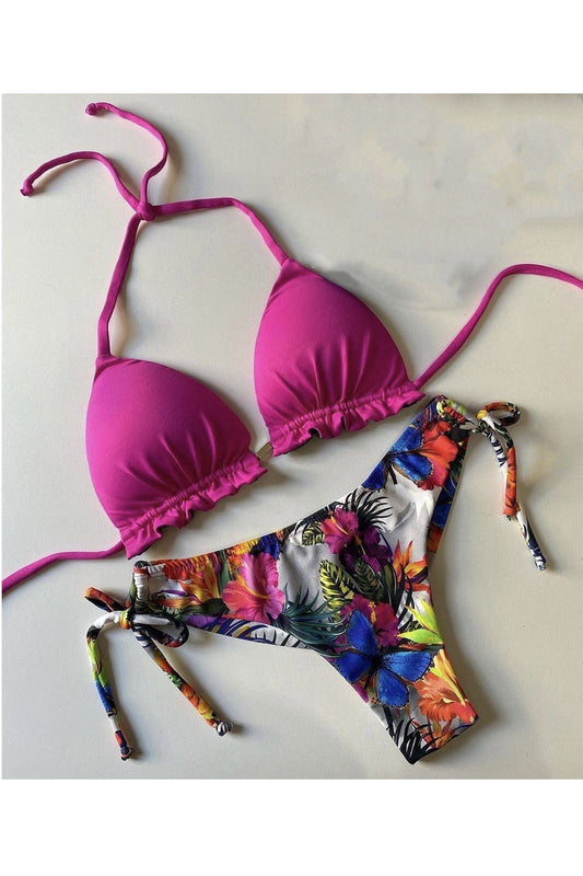 Jhon Peters Women Soft Cup Adjustable Straped Neck Beautiful Printed Pattern Two-Piece Summer Beach Swimwear-JPWSW72804