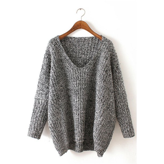 Women Superb Long Sleeve V-Neck Slim Fit Winter Casual Knitted Sweater - C3142TCSW
