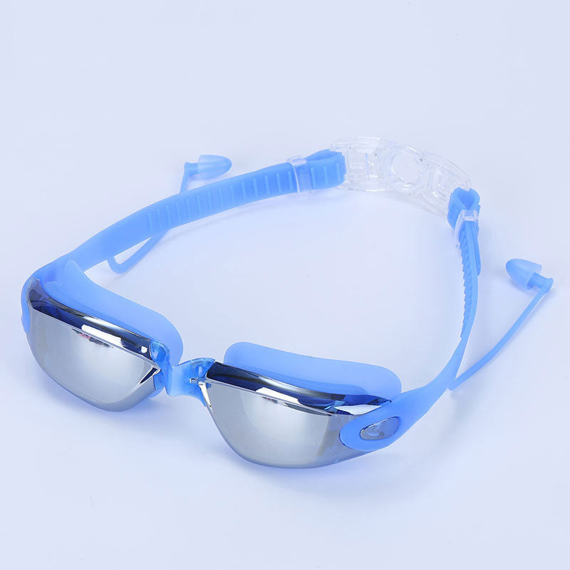 Racing swimming goggles, high-definition eye protection, electroplated anti-fog swimming goggles, adult universal earplug-free waterproof swimming goggles