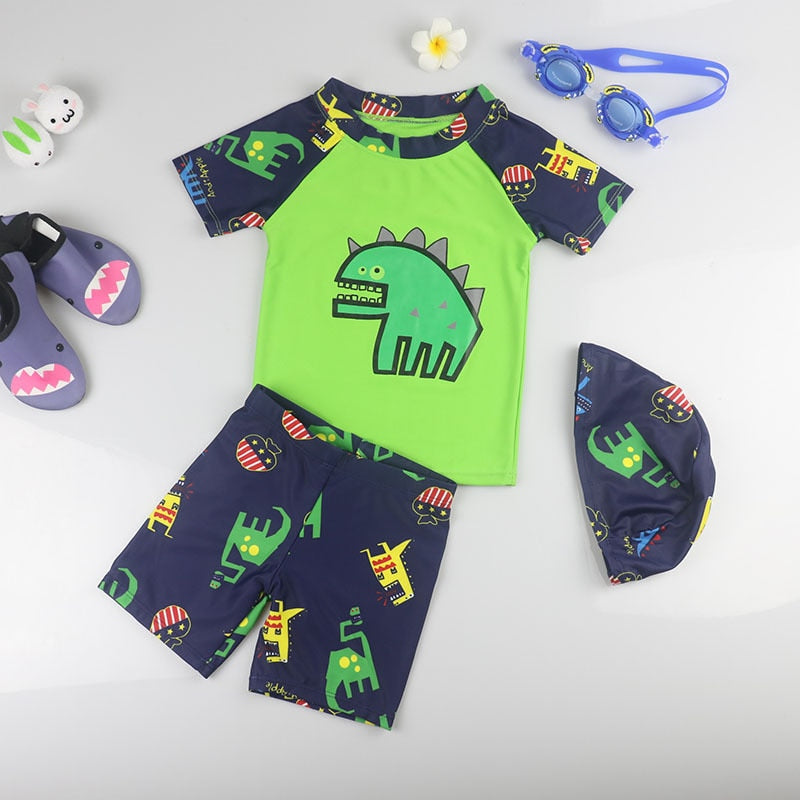 Boys Long Sleeve Children's Bathing Suit Crocodile UV Protection Toddler Swimsuit