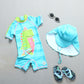 Kids Boys Long Sleeve Children Swimming Suit Shark Print UV Protection Baby Swimwear