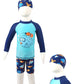 Kids Boy Two Pieces Swim Suit Cartoon Fish Sunblock Beach Bodysuit