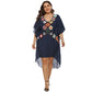 New Women Plus size Beach Dress Cover Up Large big Blue Solid Swimsuit