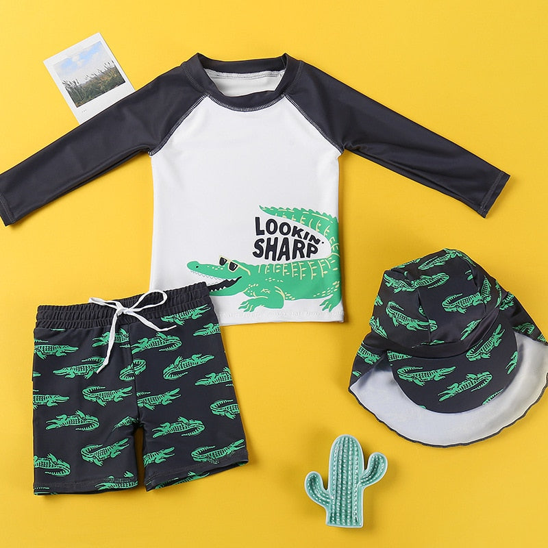 Kids Boy Long Sleeve UV Protection Shark Children's Swimwear
