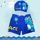 Boys Swim Trunks With Swimming Cap Cartoon Print Kids Beach Short Dinosaur Swimsuit