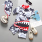 Kids Boys Long Sleeve Children Swimming Suit Shark Print UV Protection Baby Swimwear