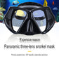 Jerui adult diving goggles snorkel set HD vision large frame silicone tempered glass mirror free diving