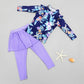 Girl Two Pieces Suit 2-11 Year Children Long Sleeve Skirt Swimsuit