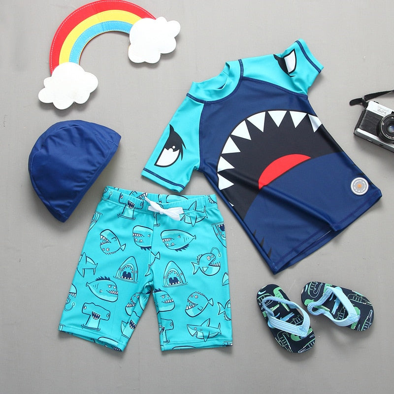 Kids Boys Swimwear Shark Dinosaur Beach UPF50 UV Protection Swimsuit