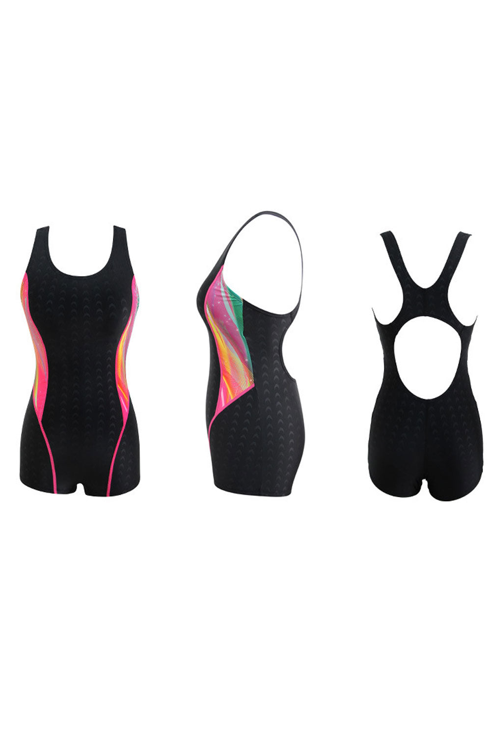 New water-repellent quick-drying imitation sharkskin women's boxer sports professional one-piece swimsuit with removable chest pad