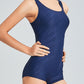 New waterproof quick-drying imitation shark skin sports professional boxer one-piece swimsuit conservative swimsuit