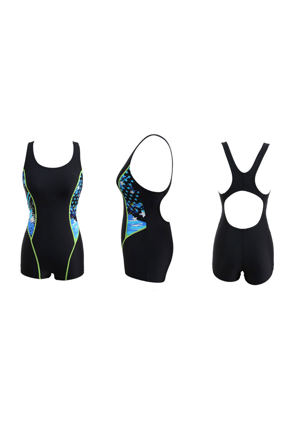 New water-repellent and quick-drying women's boxer one-piece swimsuit sports professional fashion backless hollow removable chest pad