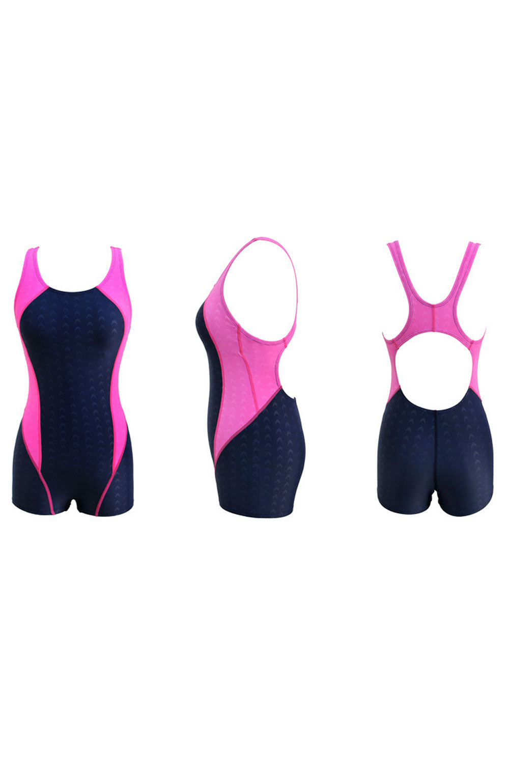 New waterproof and quick-drying imitation shark skin flat-angle sports professional women's one-piece swimsuit with removable chest pad