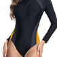 New long-sleeved one-piece swimsuit surfing suit color matching sun protection sports racing women's swimsuit swimsuit
