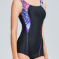 New waterproof and quick-drying imitation shark skin flat-angle sports professional women's one-piece swimsuit with removable chest pad