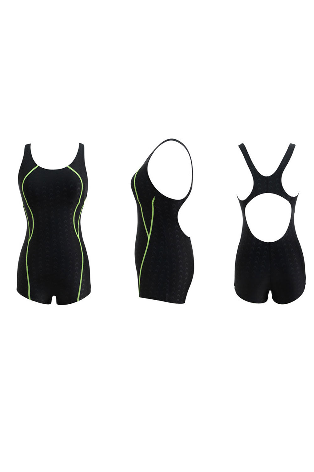 New water-repellent and quick-drying imitation sharkskin women's boxer sports professional women's one-piece swimsuit with removable chest pads