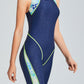 Water-repellent, quick-drying imitation sharkskin belly-covering, knee-length professional one-piece swimsuit with chest pads