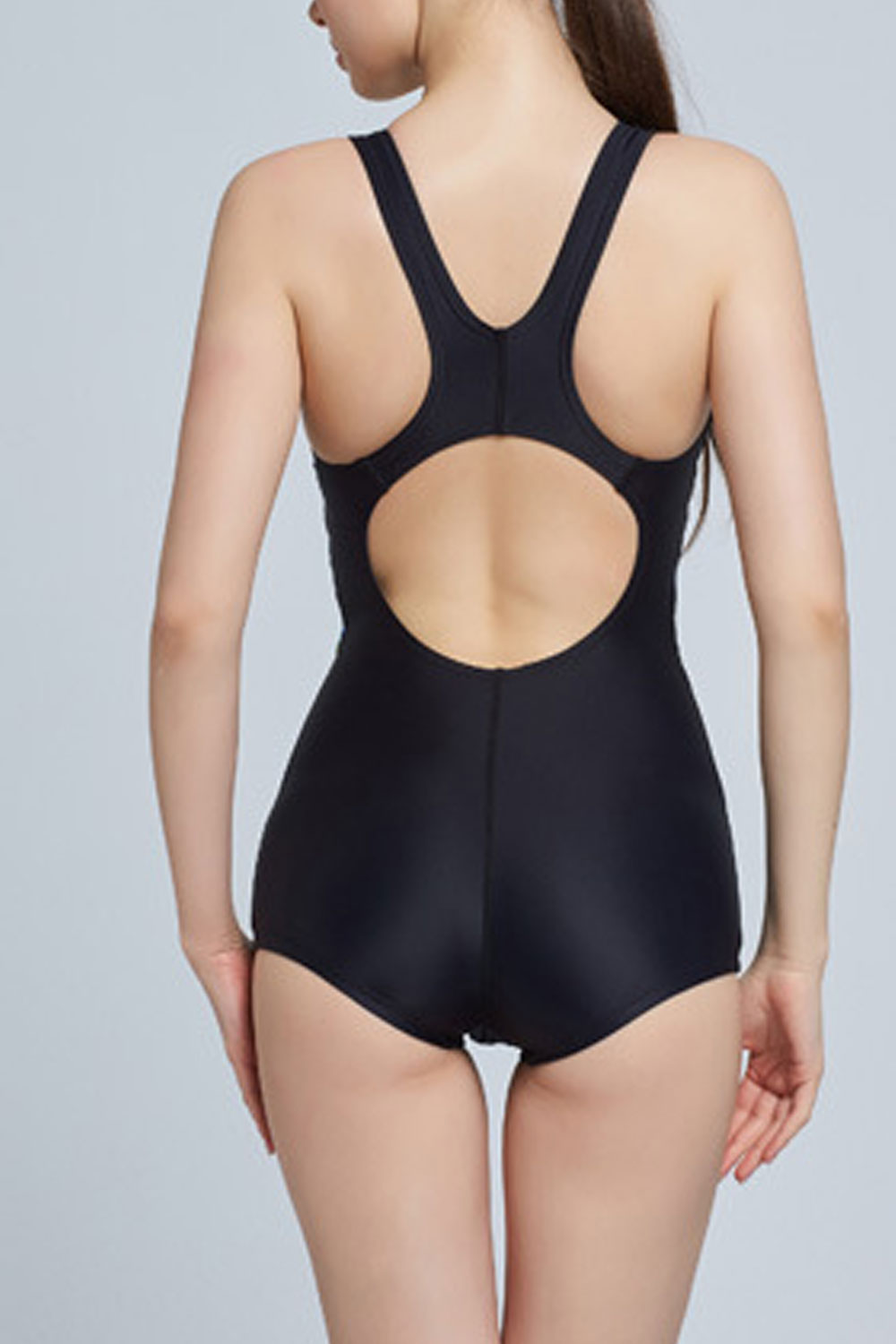 New water-repellent and quick-drying women's boxer one-piece swimsuit sports professional fashion backless hollow removable chest pad