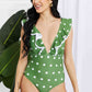 Women's Marina West Swim Moonlit Dip Ruffle Plunge Swimsuit in Mid Green