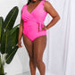 Women's Marina West Swim Full Size Float On Ruffle Faux Wrap One-Piece in Pink