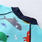Boys One-piece Swimwear With Hat Printed  for Toddler Boys Sun Protection Beachwear