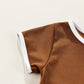 Baby Girls Swimsuit Fashion Solid Color Round Neck Short Sleeve Swimwear