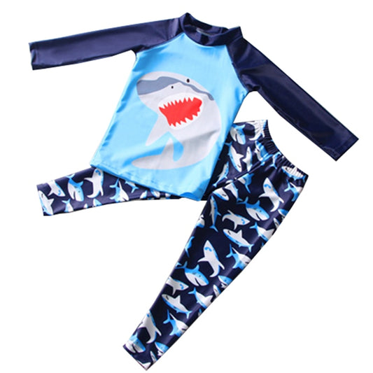 Kids Boys Two-Piece Dolphin Long Sleeve Rash Guard Swimwear For Boys