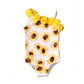 Baby Girl One-Piece Swimsuit Sunflower Leopard Sling Bikini Child Girl Mesh Lace Strap Swimsuit Beachwear