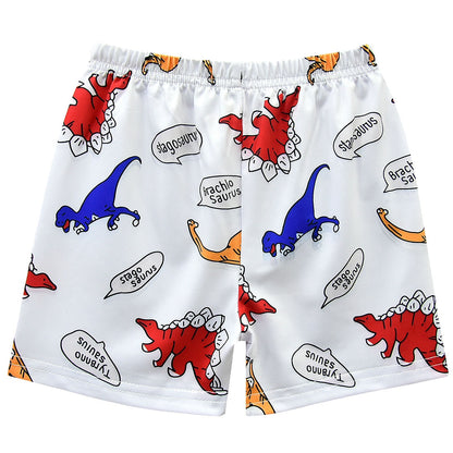 Dinosaur Summer Beachwear Cartoon Printed Shorts For Boys