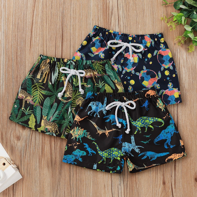 Boy's Beach Shorts Animal Printed Draswstring Casual Shorts Summer Fashion Children Boy Short Bottoms