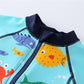 Boys One-piece Swimwear With Hat Printed  for Toddler Boys Sun Protection Beachwear