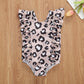 Baby Girl Leopard One-piece Swimsuit Ruffles Fly Sleeve Backless Monokini Fashion Children Girl Backless Bathing Suit