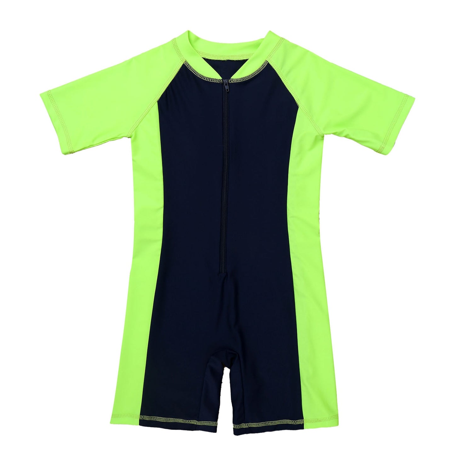 Kids Boys/Girls Zippered One-piece Short Sleeves  Rash Guard Beachwear