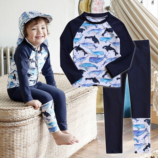 Kids Boys Shark Boy's 3-piece suit long sleeve anti rash swimsuit