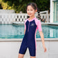 Front Zipper Girls Swimwear With Skirt Kids Swimsuit For Girls Teen Short Sleeve Bathing Suit