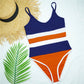 Women Ribbed Splicing Female Swimsuit High Waist Bikini Women Swimwear Two-pieces Bikini set Bather Bathing Suit
