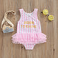 Infant Baby Girl Swimming Suit Striped Swimwear Summer Sleeveless Round Neck Mesh Bodysuit
