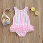 Infant Baby Girl Swimming Suit Striped Swimwear Summer Sleeveless Round Neck Mesh Bodysuit