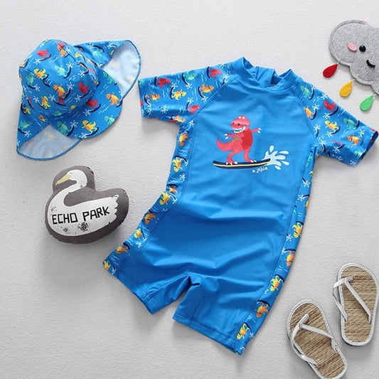 Kids Boys Dinosaur Pattern One Piece Swimwear