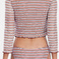 Women's Rash Guard Two Piece Swimsuits Long Sleeve Striped Swim Shirts Bikini Bottom.