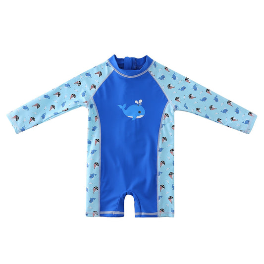 Baby and toddler Boys One Piece Swimwear Kid's Swimming Long Sleeves Sun Protection Beachwear