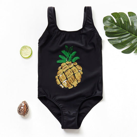One Piece Girls Swimsuit Sequined Pineapple Girls Bathing Summer Beach Wear For Girls