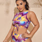 Women High Waist 2023 Push Up Plus Size Female Beach Wear Summer Print Knot Bathing Swimsuit