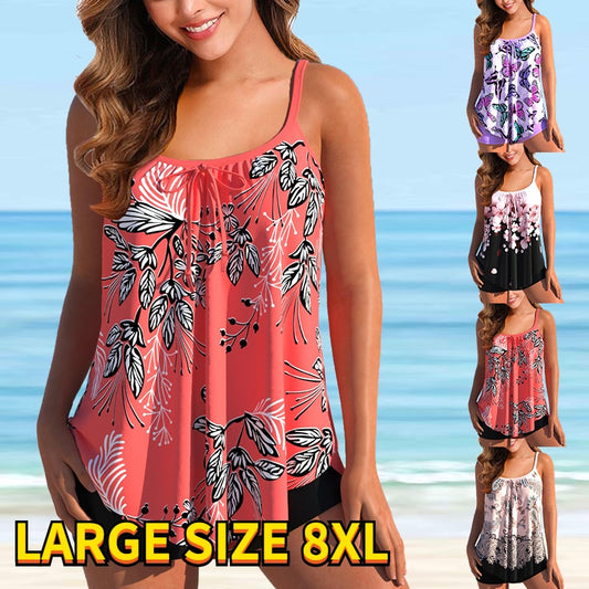 Women Two Piece Tankini Set Summer Fashion Large Size Beachwear