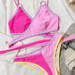 Women New Cross Bikini Bandage Strappy Patchwork Bikini Set Two Pieces Beachwear For Women