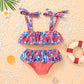 1-5 Years Baby Toddler Girls Swimwear Bowknot Leopard Print Ruffles Swimwear Two-piece Swimsuit Bathing Suit