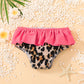 1-5 Years Baby Toddler Girls Swimwear Bowknot Leopard Print Ruffles Swimwear Two-piece Swimsuit Bathing Suit