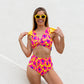Women Two-Piece Swimwear Women V-Neck Ruffled Swimsuit High Waist Summer Beachwear