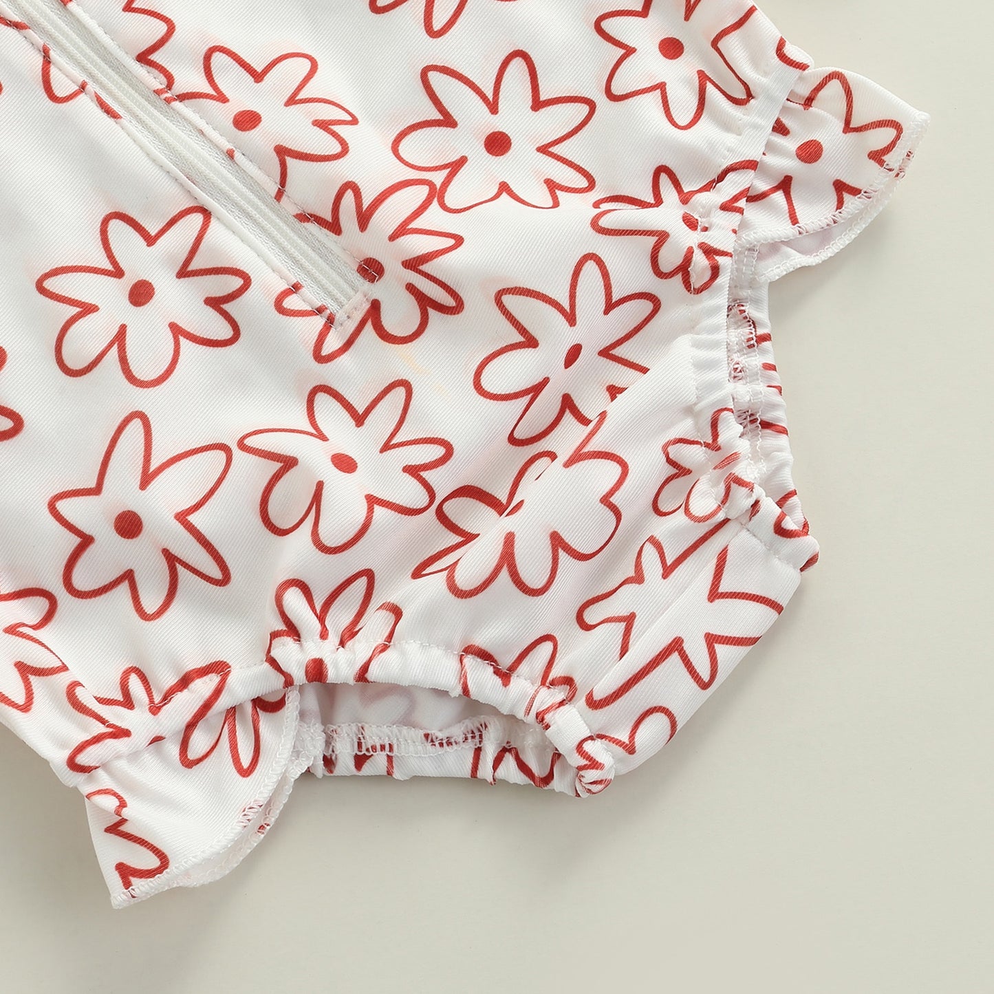 Baby & Toddler Girls Long Sleeve Swimwear Floral/ Rainbow Print Round Neck Zip Up Beachwear
