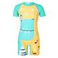 Kids Boys Swimsuit One-piece Mock Neck Short Sleeves  Zipper Cartoon Dinosaur Shark Print Short Swim Suit